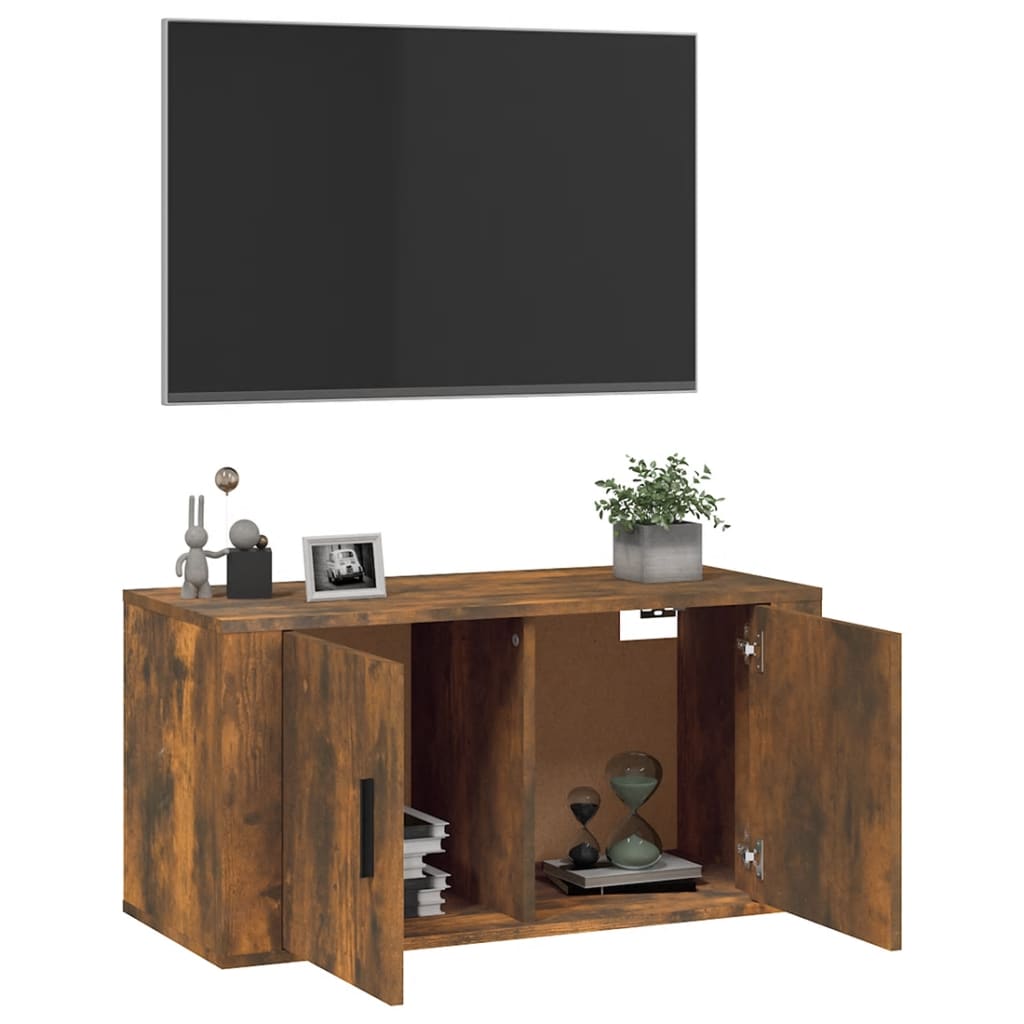 Füstös tölgy színű fali TV-szekrény 80 x 34,5 x 40 cm 9
