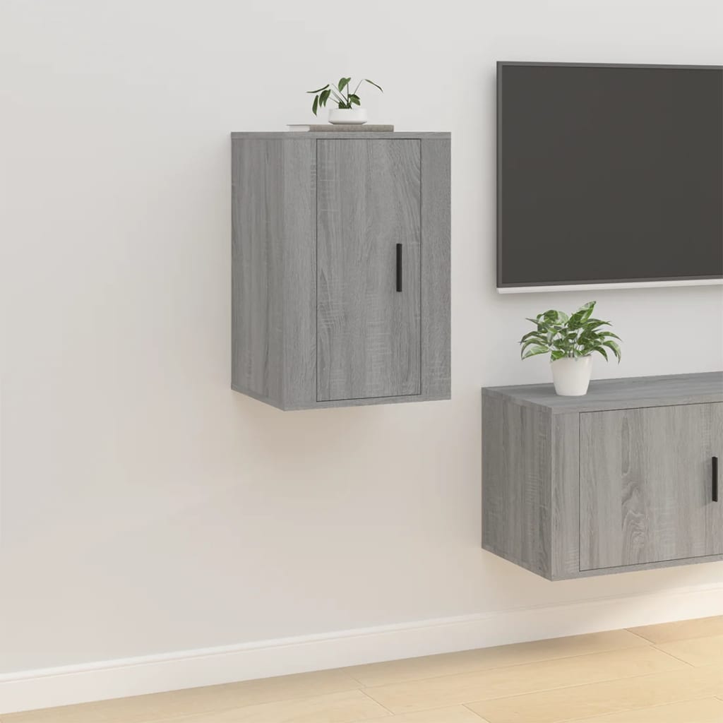 2 db szürke sonoma falra szerelhető TV-szekrény 40x34,5x60 cm 3
