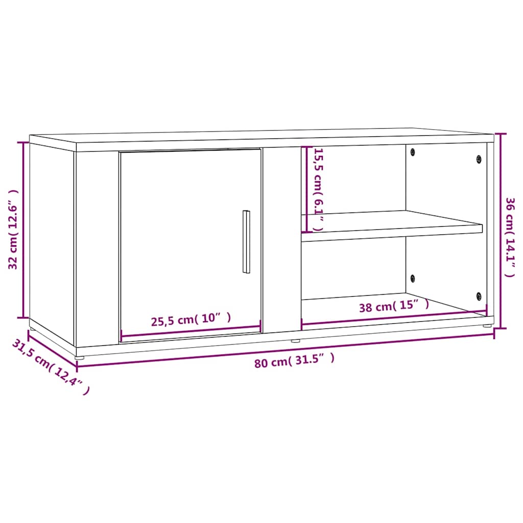 2 db fehér szerelt fa TV-szekrény 80x31,5x36 cm 11