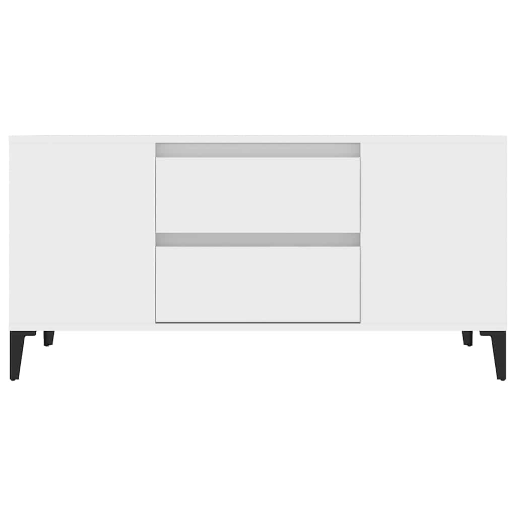 Fehér szerelt fa TV-szekrény 102x44,5x50 cm 6