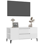 Fehér magasfényű szerelt fa TV-szekrény 102x44,5x50 cm 4