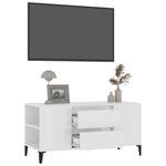 Fehér magasfényű szerelt fa TV-szekrény 102x44,5x50 cm 5