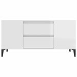 Fehér magasfényű szerelt fa TV-szekrény 102x44,5x50 cm 6