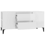 Fehér magasfényű szerelt fa TV-szekrény 102x44,5x50 cm 7