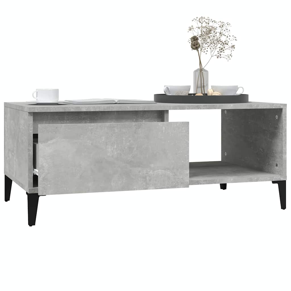 Betonszürke szerelt fa dohányzóasztal 90x50x36,5 cm 4