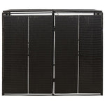 Fekete polyrattan dupla kerekeskuka tárolófészer 140x80x117 cm 3