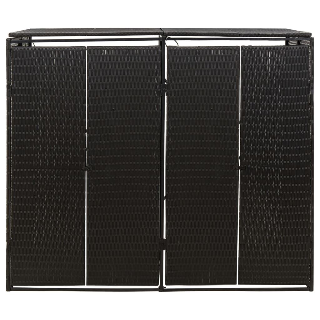 Fekete polyrattan dupla kerekeskuka tárolófészer 140x80x117 cm 3