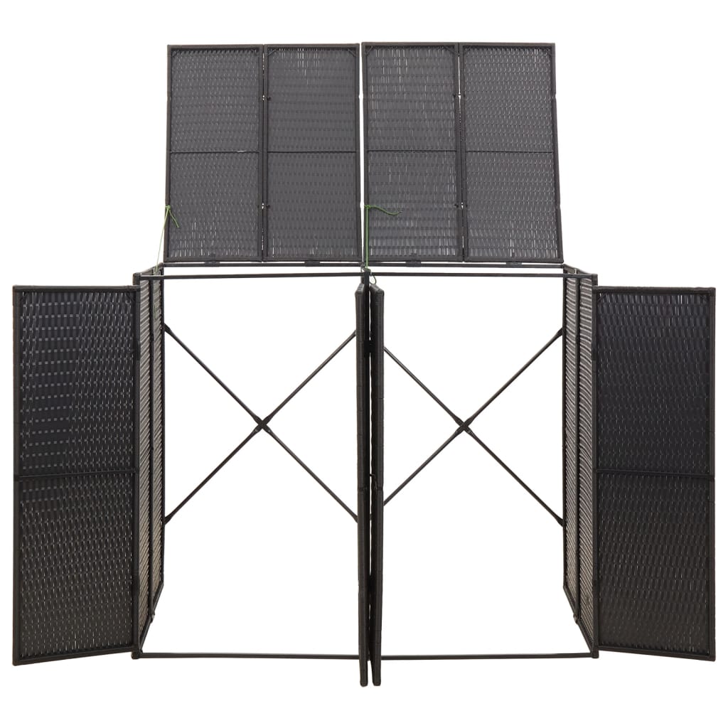 Fekete polyrattan dupla kerekeskuka tárolófészer 140x80x117 cm 4