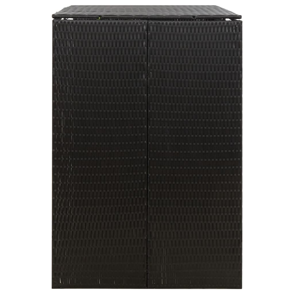 Fekete polyrattan dupla kerekeskuka tárolófészer 140x80x117 cm 5