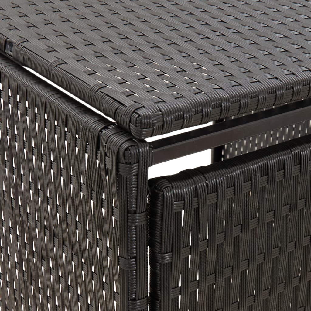 Fekete polyrattan dupla kerekeskuka tárolófészer 140x80x117 cm 6