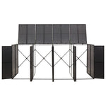Fekete polyrattan négyes kerekeskuka tárolófészer 274x80x117 cm 3
