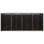 Fekete polyrattan négyes kerekeskuka tárolófészer 274x80x117 cm 4