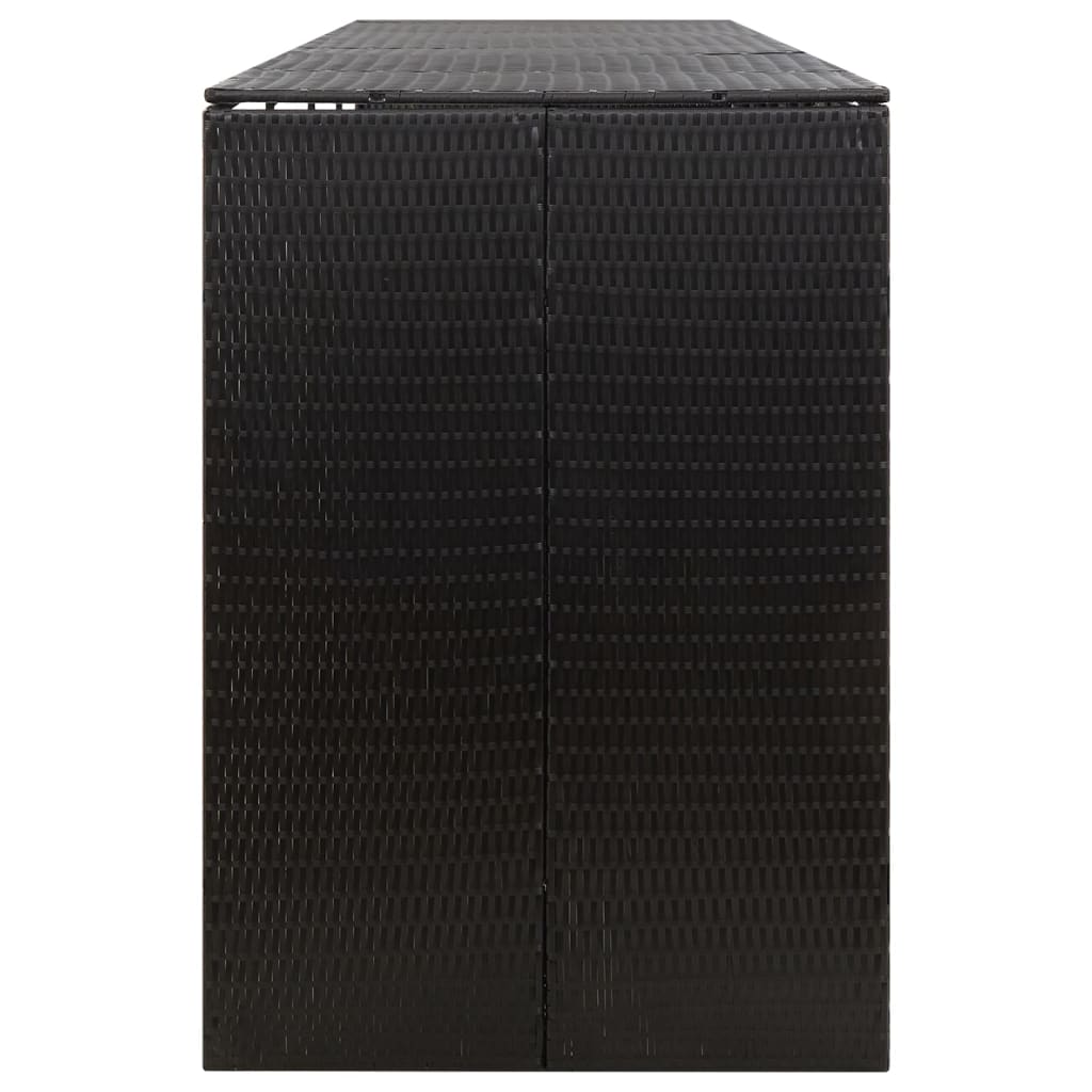Fekete polyrattan négyes kerekeskuka tárolófészer 274x80x117 cm 5
