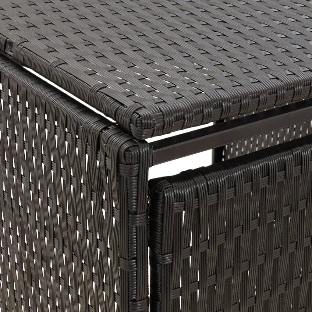 Fekete polyrattan négyes kerekeskuka tárolófészer 274x80x117 cm 6