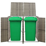 Szürke polyrattan dupla kerekeskuka tárolófészer 140x80x117 cm 2