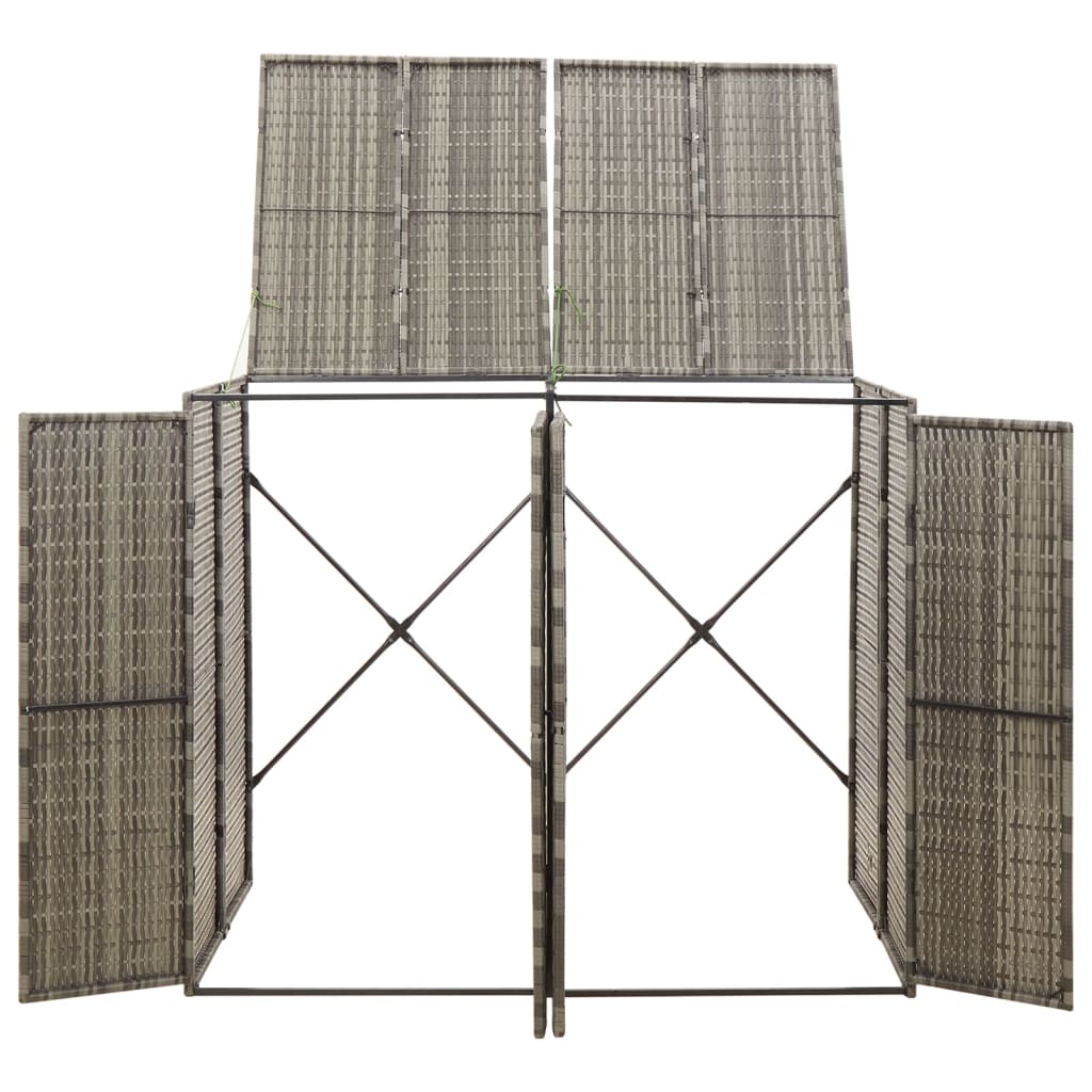 Szürke polyrattan dupla kerekeskuka tárolófészer 140x80x117 cm 3