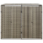Szürke polyrattan dupla kerekeskuka tárolófészer 140x80x117 cm 4