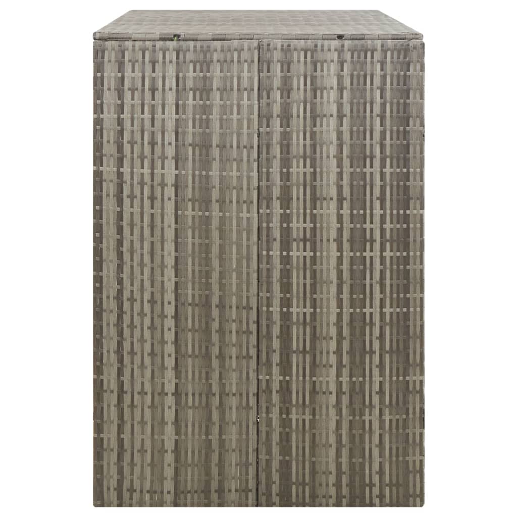 Szürke polyrattan dupla kerekeskuka tárolófészer 140x80x117 cm 5