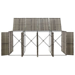 Szürke polyrattan négyes kerekeskuka tárolófészer 274x80x117 cm 3