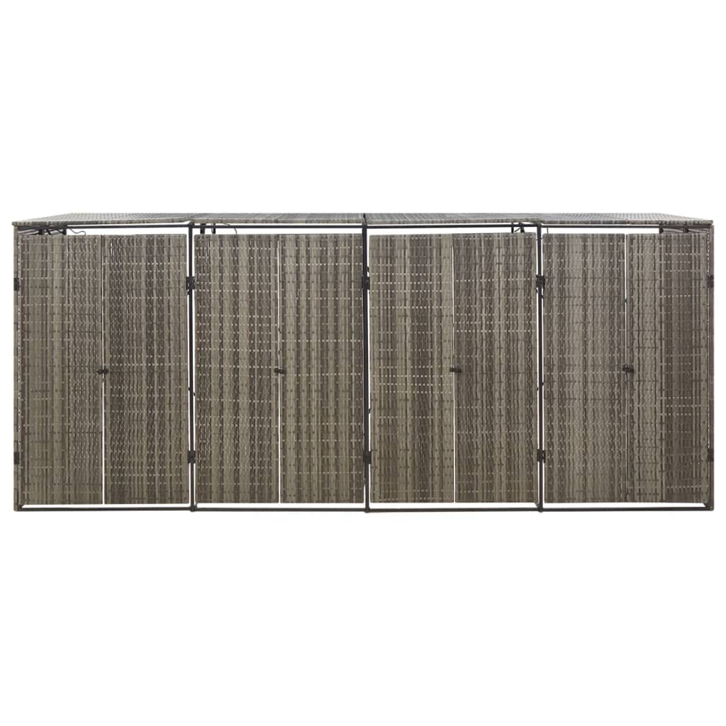 Szürke polyrattan négyes kerekeskuka tárolófészer 274x80x117 cm 4