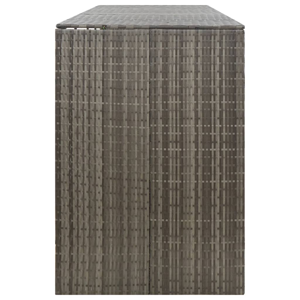 Szürke polyrattan négyes kerekeskuka tárolófészer 274x80x117 cm 5