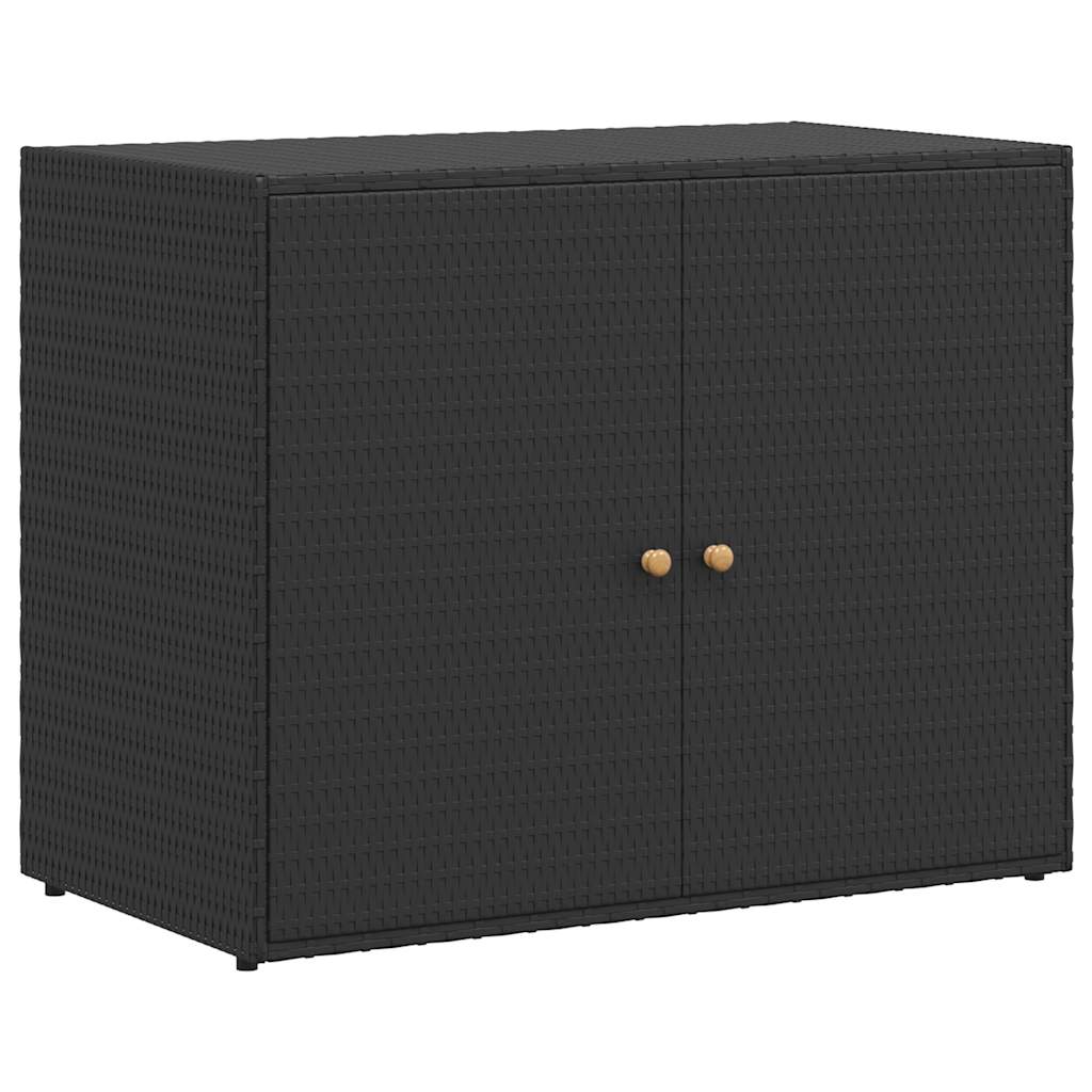 Fekete polyrattan kerti tárolószekrény 100 x 55,5 x 80 cm 2