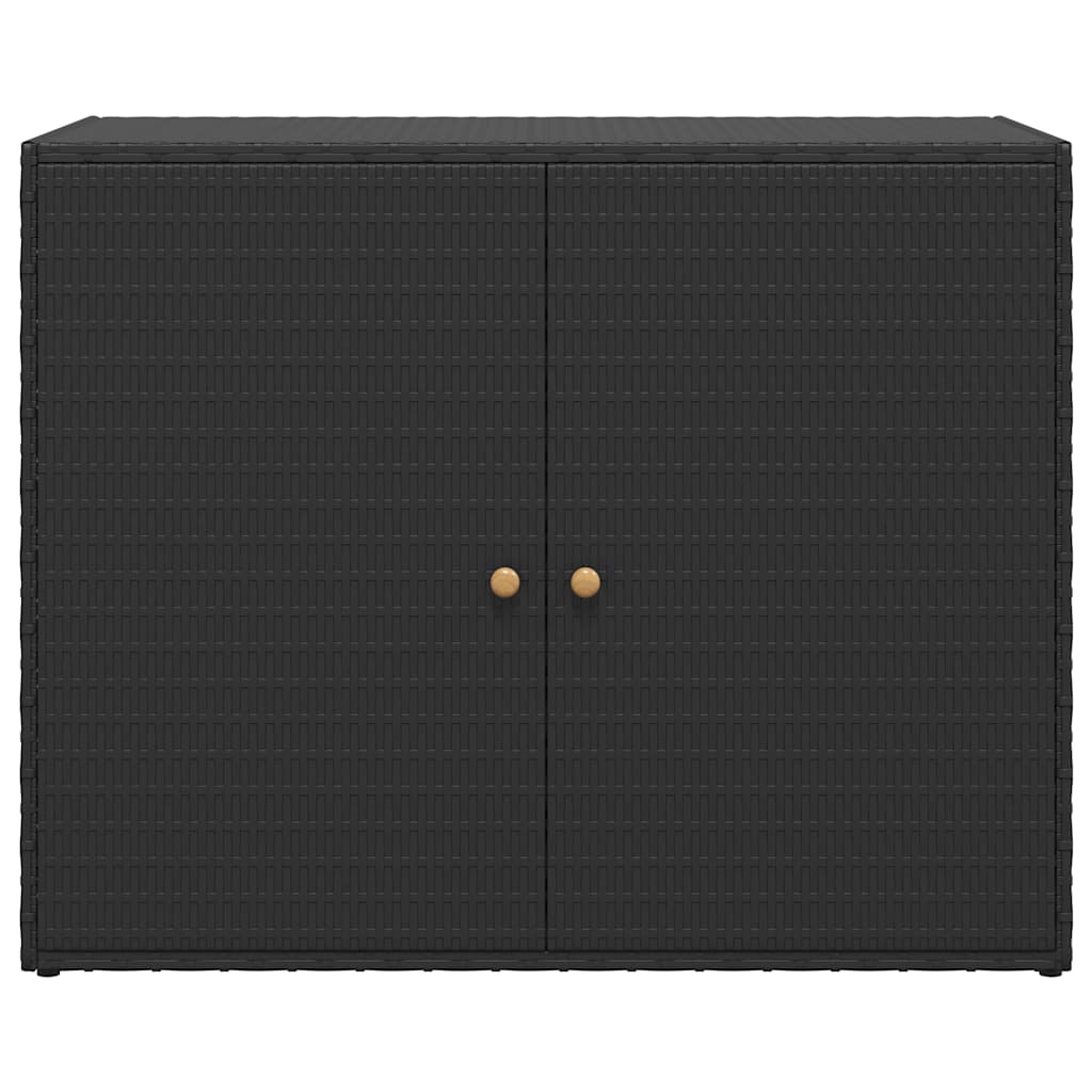 Fekete polyrattan kerti tárolószekrény 100 x 55,5 x 80 cm 6