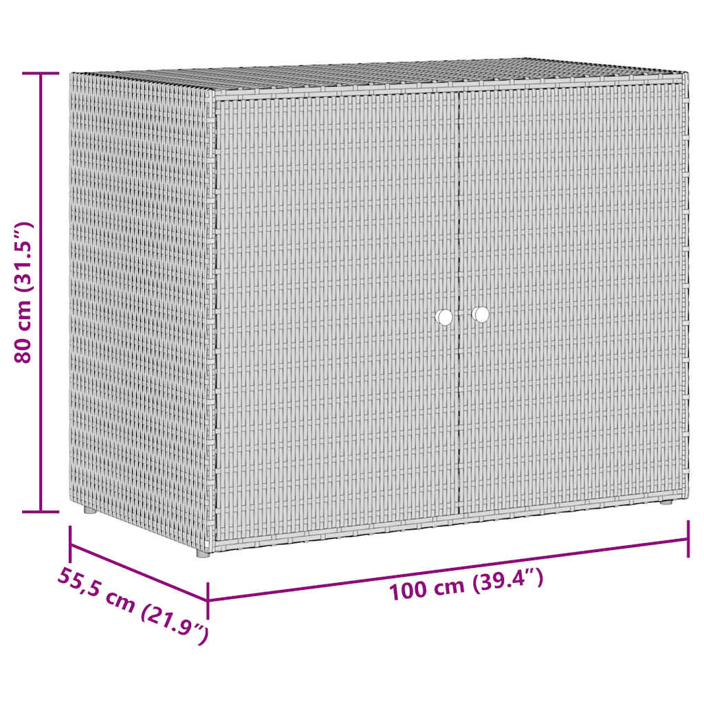 Fekete polyrattan kerti tárolószekrény 100 x 55,5 x 80 cm 10