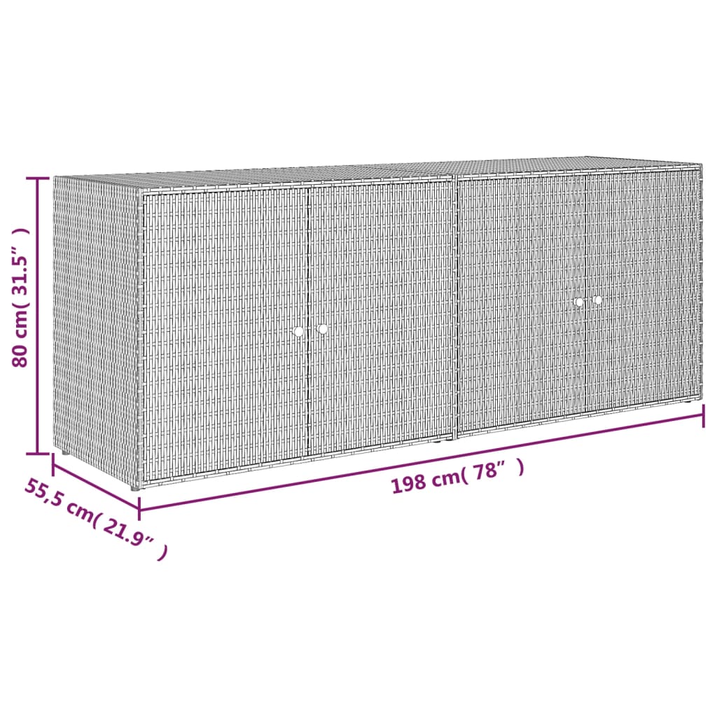 Szürke polyrattan kerti tárolószekrény 198 x 55,5 x 80 cm 8