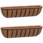 2 db fekete acél fali növénytartó kókusz béléssel 61x19x16 cm 2