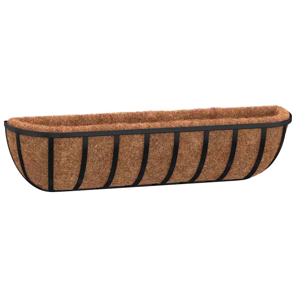 2 db fekete acél fali növénytartó kókusz béléssel 61x19x16 cm 3