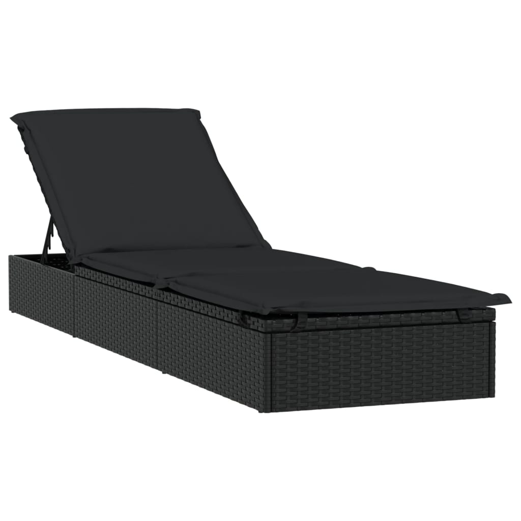2 db fekete polyrattan napágy asztallal 3