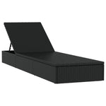 2 db fekete polyrattan napágy asztallal 4