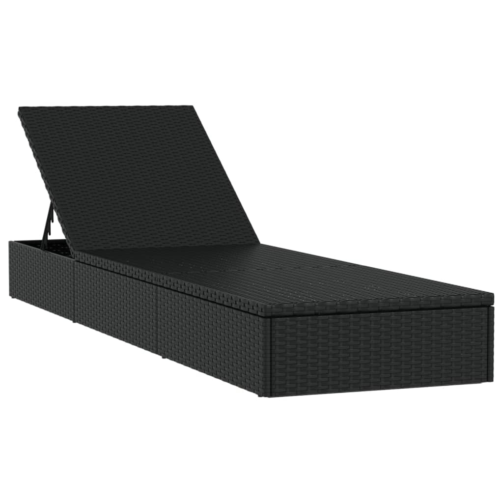 2 db fekete polyrattan napágy asztallal 4