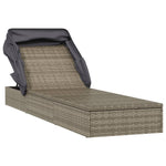 Szürke polyrattan napozóágy összecsukható tetővel 213x63x97 cm 3