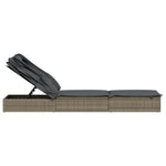 Szürke polyrattan napozóágy összecsukható tetővel 213x63x97 cm 7