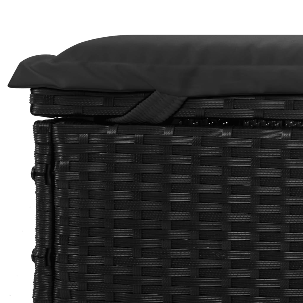 Kétszemélyes fekete polyrattan napozóágy párnákkal 10