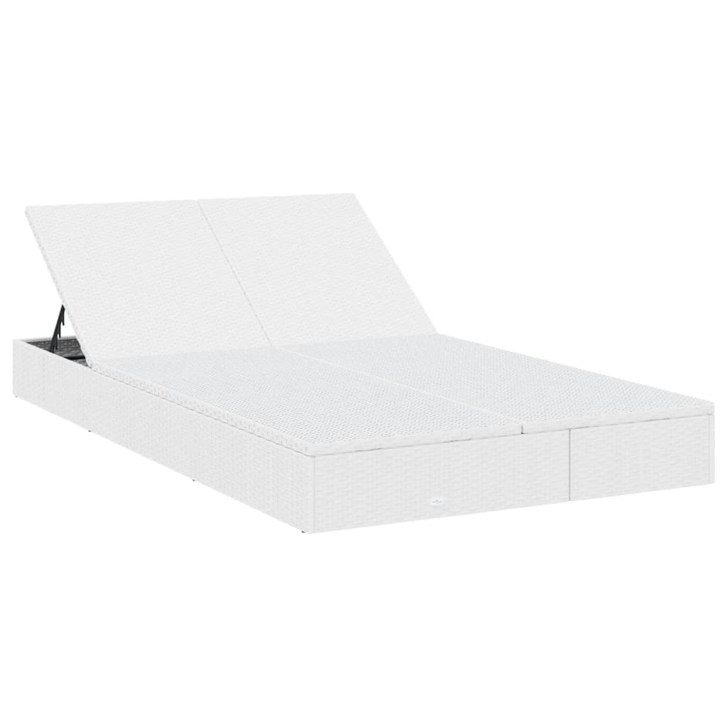 Kétszemélyes fehér polyrattan napozóágy párnákkal 3