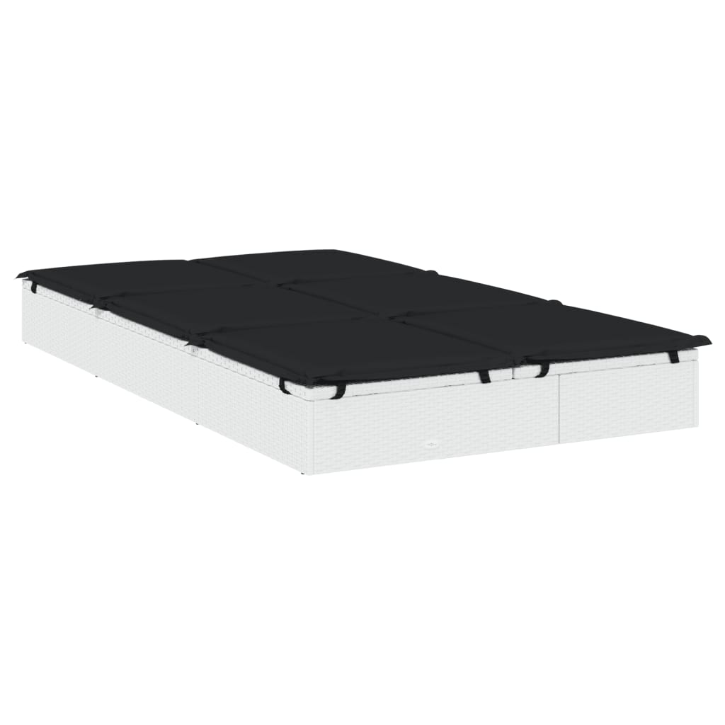 Kétszemélyes fehér polyrattan napozóágy párnákkal 6