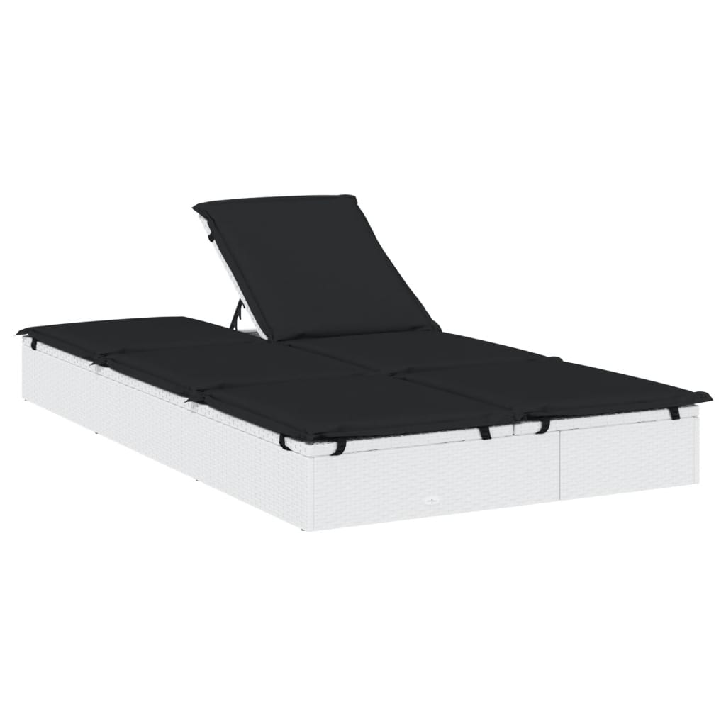 Kétszemélyes fehér polyrattan napozóágy párnákkal 7