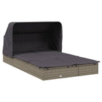 2 személyes szürke polyrattan napágy tetővel 213 x 118 x 97 cm 4