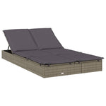 2 személyes szürke polyrattan napágy tetővel 213 x 118 x 97 cm 5