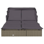 2 személyes szürke polyrattan napágy tetővel 213 x 118 x 97 cm 6