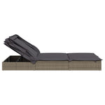 2 személyes szürke polyrattan napágy tetővel 213 x 118 x 97 cm 7