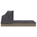 2 személyes szürke polyrattan napágy tetővel 213 x 118 x 97 cm 8