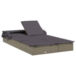 2 személyes szürke polyrattan napágy tetővel 213 x 118 x 97 cm 9