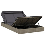 2 személyes szürke polyrattan napágy tetővel 213 x 118 x 97 cm 10