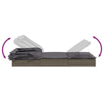 2 személyes szürke polyrattan napágy tetővel 213 x 118 x 97 cm 11