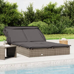 2 személyes szürke polyrattan napágy tetővel 213 x 118 x 97 cm