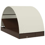 2 személyes barna polyrattan napágy kerek tetővel 211x112x140cm 3